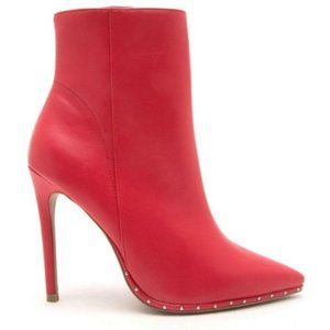 Ankle Booties Red Platform Studded Fall Boot